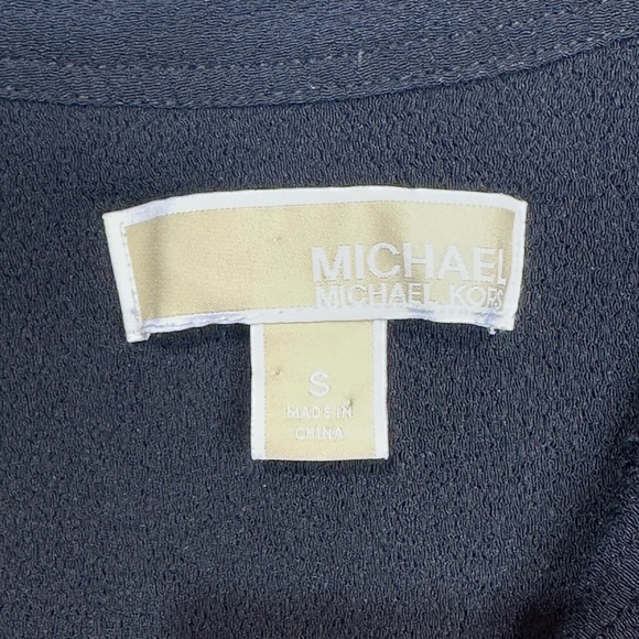 Michael Kors Black Grommet V Neck Dress Small High Low Chiffon Hem - Picture 7 of 9